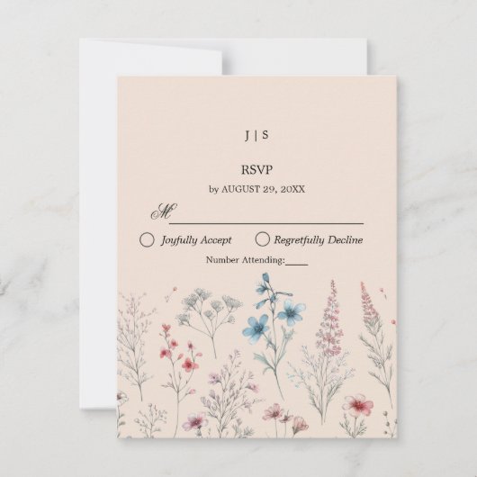 Floral boho Sommer einfach RSVP Karte (Vorderseite)