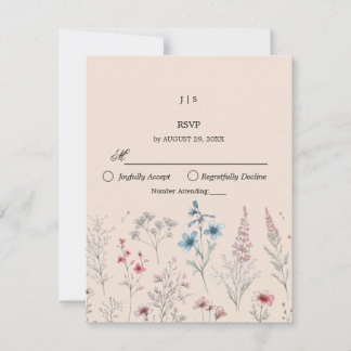 Floral boho Sommer einfach RSVP Karte