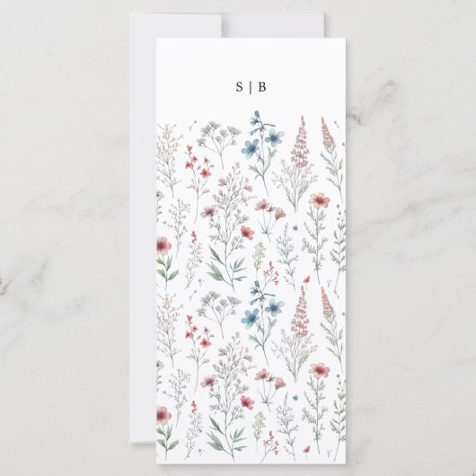 Floral boho Sommer einfaches Hochzeitsprogramm (Rückseite)