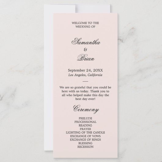 Floral boho Sommer einfaches Hochzeitsprogramm (Vorderseite)