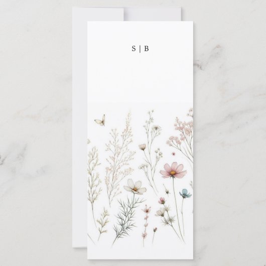 Floral boho Sommer einfaches Hochzeitsprogramm (Rückseite)