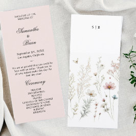 Floral boho Sommer einfaches Hochzeitsprogramm