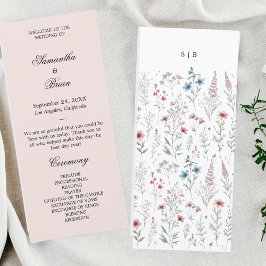 Floral boho Sommer einfaches Hochzeitsprogramm