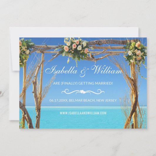 Floral Boho Summer Beach Hochzeit Save the Date (Rückseite)