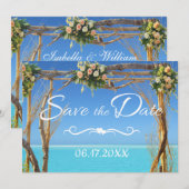 Floral Boho Summer Beach Hochzeit Save the Date (Vorne/Hinten)