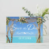 Floral Boho Summer Beach Hochzeit Save the Date (Stehend Vorderseite)