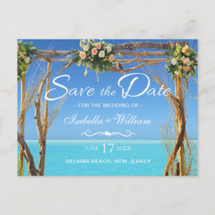 Floral Boho Summer Beach Hochzeit Save the Date Ankündigungspostkarte