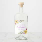 Floral Boho Sunflower Daisy Bridal Shower Alkoholflaschenetikett (Vorderseite)