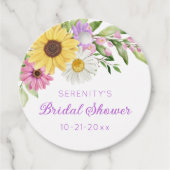 Floral Boho Sunflower Daisy Bridal Shower Geschenkanhänger (Vorderseite)