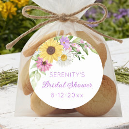 Floral Boho Sunflower Daisy Bridal Shower Runder Aufkleber