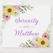 Floral Boho Sunflower Daisy Bridal Shower Schaumweinetikett (Einzelnes Label)