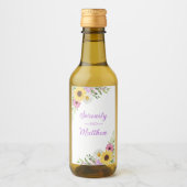 Floral Boho Sunflower Daisy Bridal Shower Weinetikett (Vorderseite)