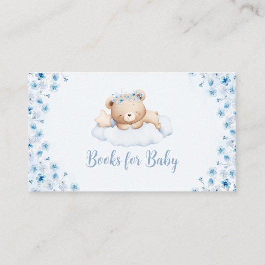 Floral Boho Teddy Bear Babydusche Buchanfrage Begleitkarte (Rückseite)