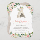 Floral Boho Teepee Chic Arrows Tribal Baby Dusche Einladung (Vorne/Hinten)