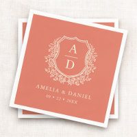 Floral Boho Terracotta Wappen Wedding Monogram