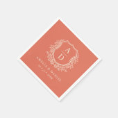 Floral Boho Terracotta Wappen Wedding Monogram Serviette (Ecke)