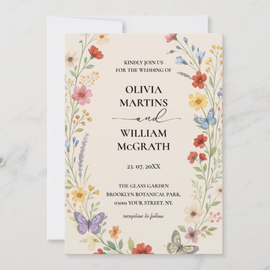 Floral Boho Terracotta Wedding Einladung (Vorderseite)