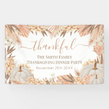 Floral Boho Thanksgiving Dinner party banner