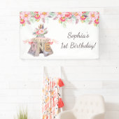 Floral Boho Tribal Teepee Wild 1 1. Geburtstag Banner (Insitu)
