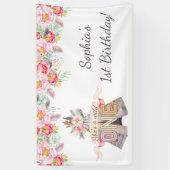 Floral Boho Tribal Teepee Wild 1 1. Geburtstag Banner (Vertikal)