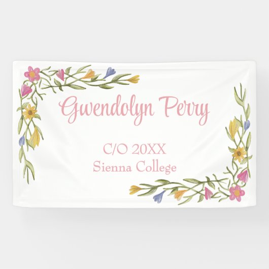 Floral Boho Uni-Abschluß Party Banner (Horizontal)