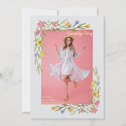 Floral Boho Uni-Abschluß Party Einladung (Vorderseite)