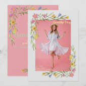 Floral Boho Uni-Abschluß Party Einladung (Vorne/Hinten)