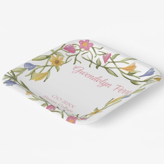 Floral Boho Uni-Abschluß Party Pappteller (Gewinkelt)