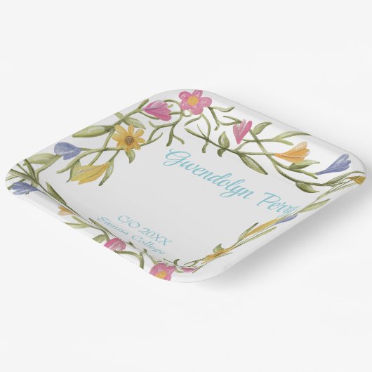 Floral Boho Uni-Abschluß Party Pappteller (Gewinkelt)