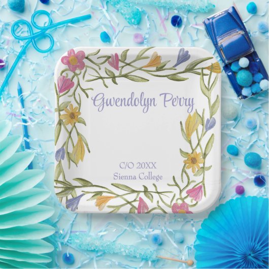 Floral Boho Uni-Abschluß Party Pappteller (Party)