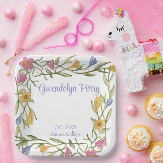 Floral Boho Uni-Abschluß Party Pappteller (Party)