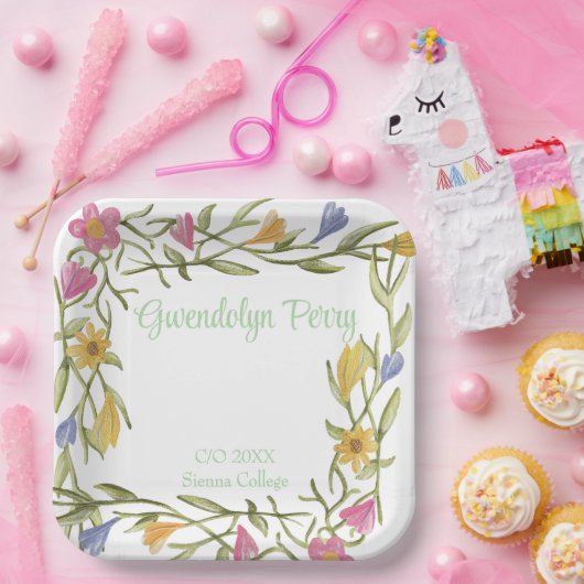 Floral Boho Uni-Abschluß Party Pappteller (Party)