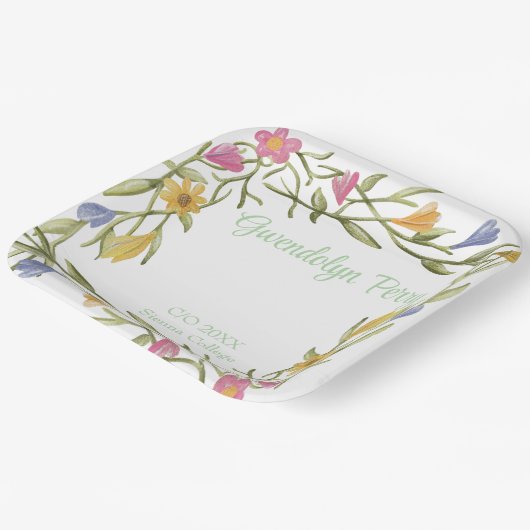 Floral Boho Uni-Abschluß Party Pappteller (Gewinkelt)