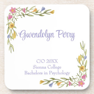 Floral Boho Uni-Abschluß Party Plastik Getränkeuntersetzer