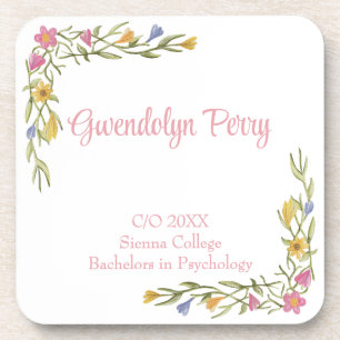 Floral Boho Uni-Abschluß Party Plastik Getränkeuntersetzer
