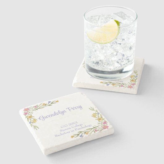 Floral Boho Uni-Abschluß Party Steinuntersetzer (Seitenansicht)