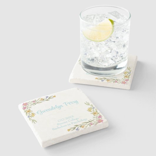 Floral Boho Uni-Abschluß Party Steinuntersetzer (Seitenansicht)