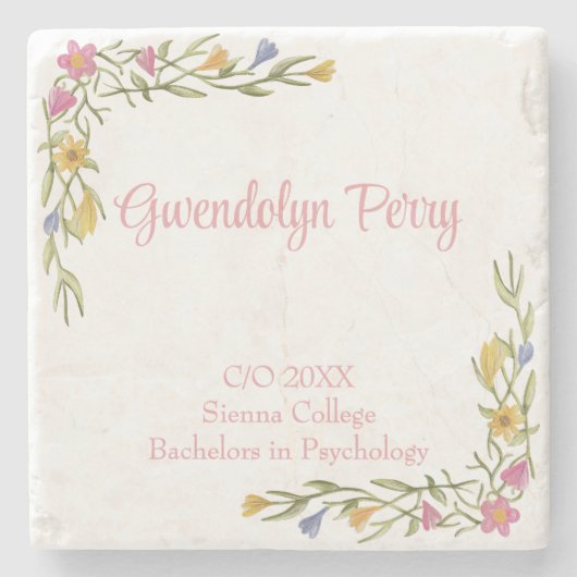 Floral Boho Uni-Abschluß Party Steinuntersetzer (Vorderseite)