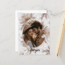 Floral Boho Valentinstag Postkarte