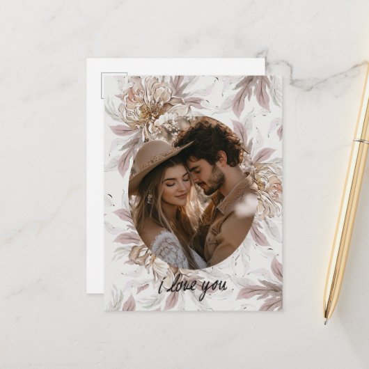 Floral Boho Valentinstag Postkarte (Vorderseite/Rückseite Beispiel)