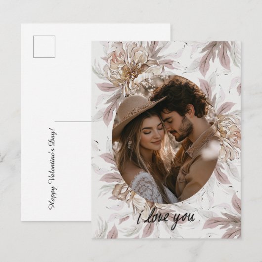 Floral Boho Valentinstag Postkarte (Vorne/Hinten)
