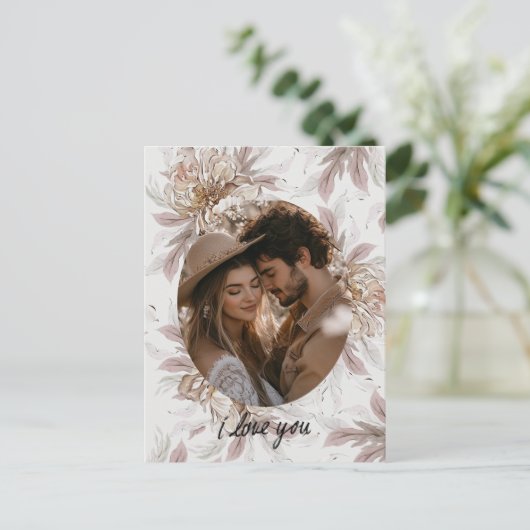 Floral Boho Valentinstag Postkarte (Stehend Vorderseite)