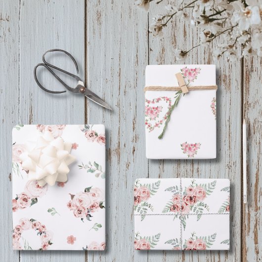 Floral Boho Valentinstag Wrapping Paper Geschenkpapier Set