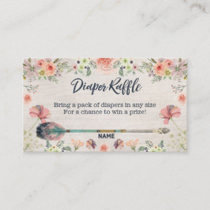 Floral Boho Wasserfarben Tribal Diaper Raffel Tick Begleitkarte