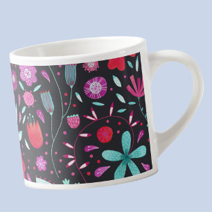 Floral Boho Watercolor Dark Espressotasse
