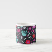 Floral Boho Watercolor Dark Espressotasse (Vorderseite)
