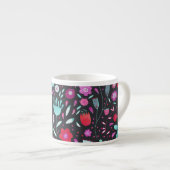 Floral Boho Watercolor Dark Espressotasse (Vorderseite Rechts)