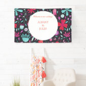 Floral Boho Watercolor Dunkle Hochzeit Banner (Insitu)