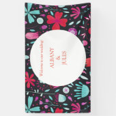 Floral Boho Watercolor Dunkle Hochzeit Banner (Vertikal)