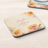 Floral Boho Watercolor Wedding Getränkeuntersetzer (Linke Seite)